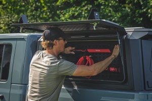 Jeep Gladiator Bed Cap MOLLE Panel Storage Bin - Driver Side - Rough Country - Integrated LED Lighting, Powder-Coated - '20-'25
